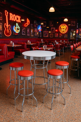 Retro white chrome bar - retro, table